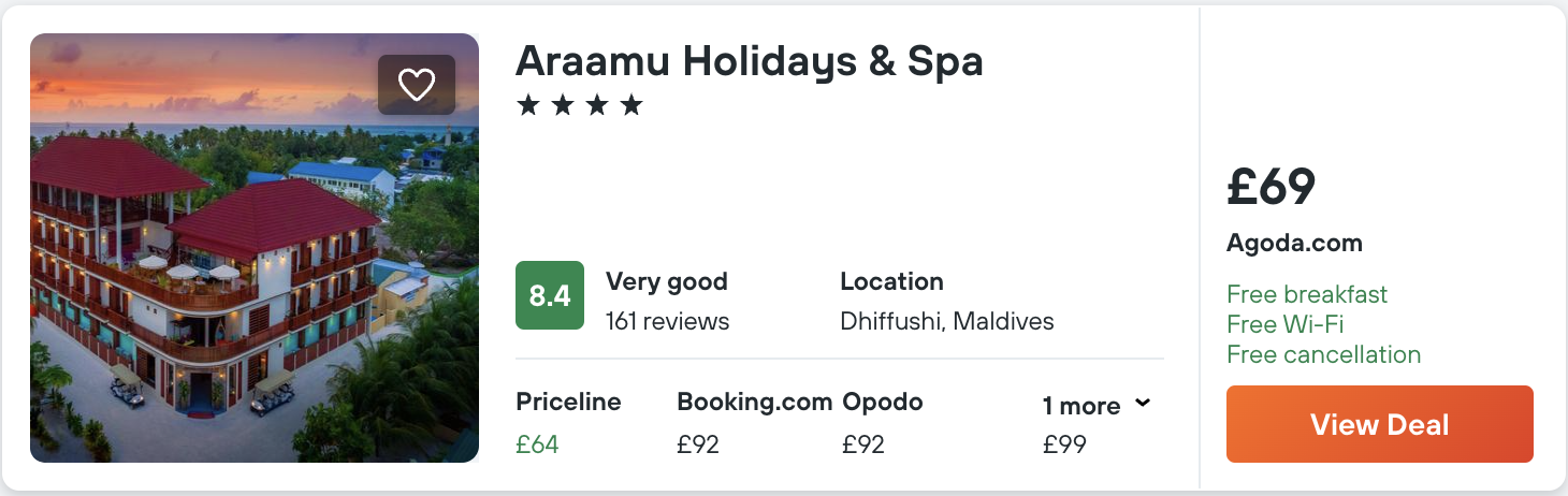 cheap hotel in Maldives