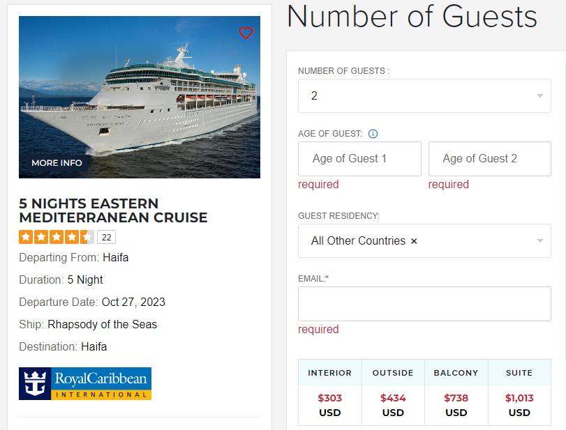 5 NIGHTS EASTERN MEDITERRANEAN CRUISE