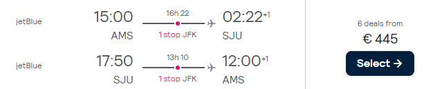 flights from Amsterdam to Puerto Rico