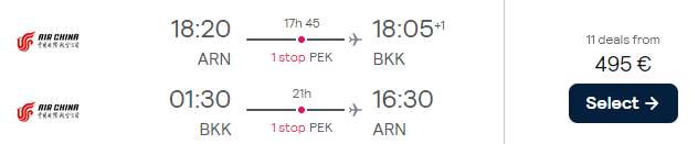 flights from Stockholm to Thailand