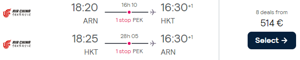 flights from Stockholm to Thailand