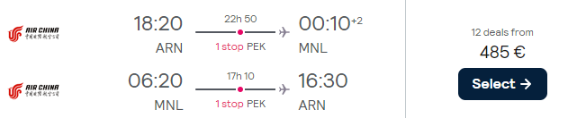 flights from Stockholm to the Philippines