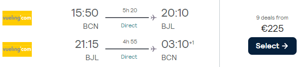 flights from Barcelona to Gambia