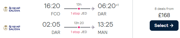 flights from Italy to Tanzania