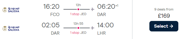 flights from Italy to Tanzania