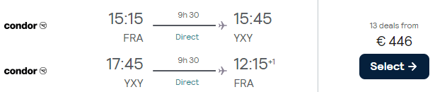 flights from Frankfurt to Whitehorse, Yukon