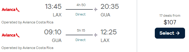 flights from Los Angeles to Guatemala