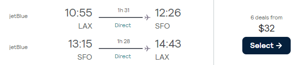 flights between Los Angeles & San Francisco