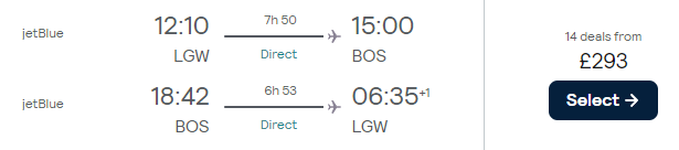 flights from London to Boston