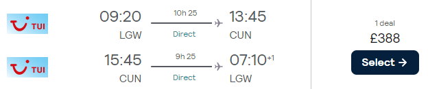 Non-stop flights from the UK to Mexico