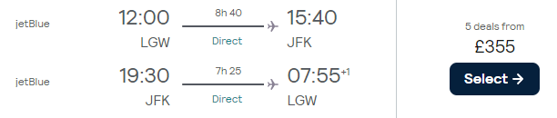 flights from London to New York