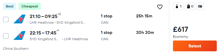 flights from London to Australia