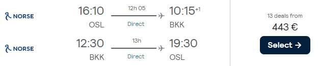 flights from Oslo to Bangkok 