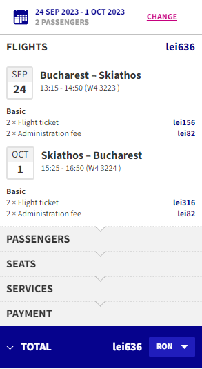 flights from Bucharest to Skiathos Island