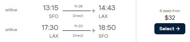 flights between Los Angeles & San Francisco