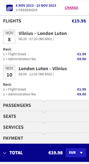 Cheap flights from Vilnius to London