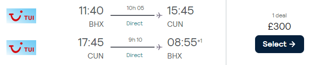 flights from the UK to Cancun