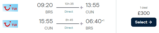 flights from the UK to Cancun