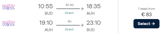 flights from Budapest to Abu Dhabi