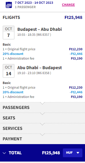 flights from Budapest to Abu Dhabi