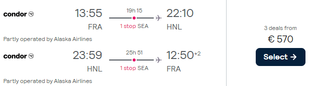 flights from Frankfurt to Hawaii