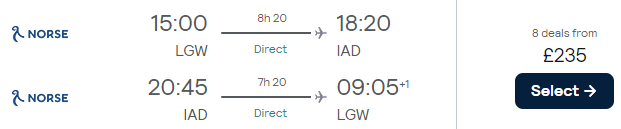 Non-stop flights from London to the USA