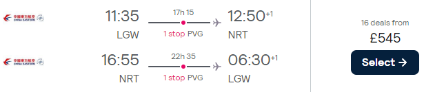 Flights from London to Tokyo