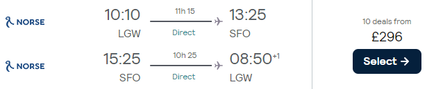 Non-stop flights from London to the USA