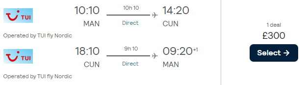 flights from the UK to Cancun