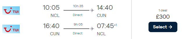 flights from the UK to Cancun