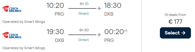 flights from Prague to Dubai