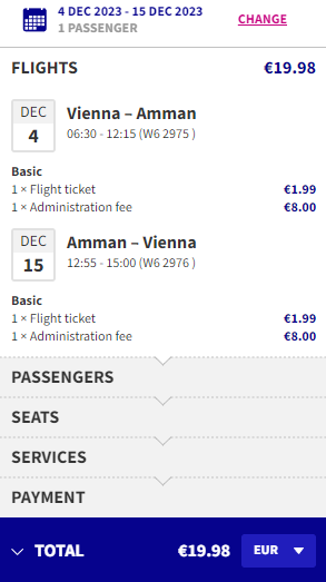 Cheap flights from Vienna to Amman