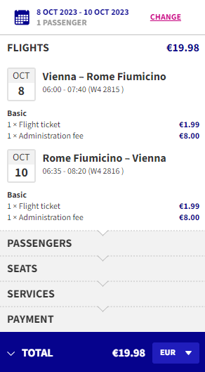 Cheap flights from Vienna to Rome