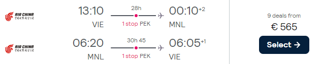 flights from Vienna to the Philippines