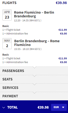 cheap flights from rome