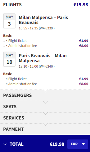 cheap flights from milan