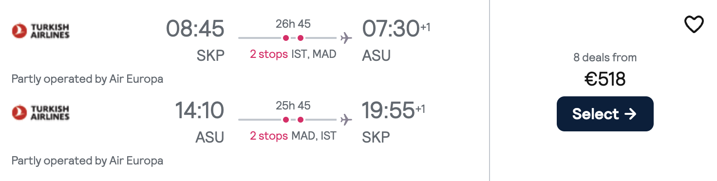 chap flights to Paraguay